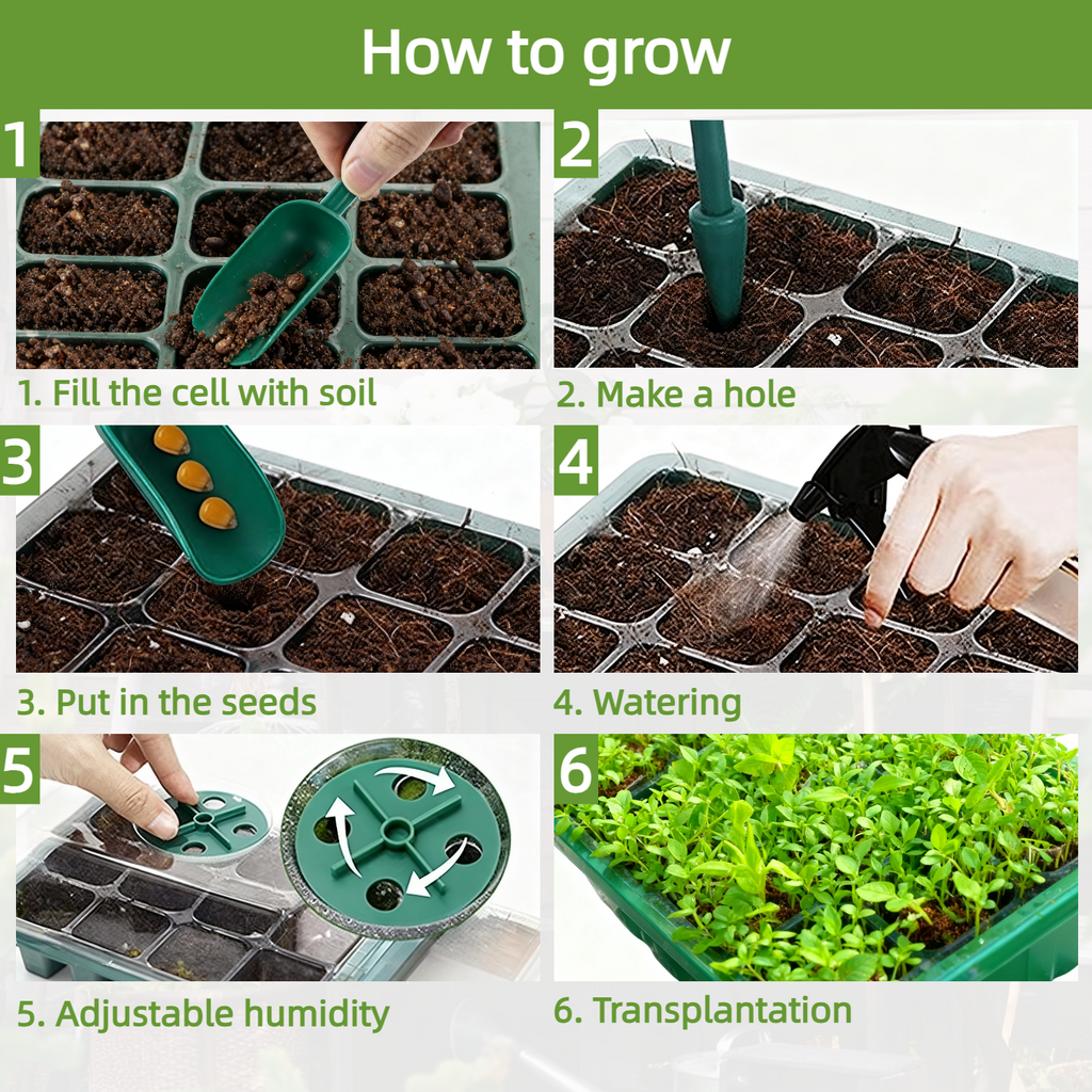 10 Packs Seed Tray  Starter Kit with Humidity Dome