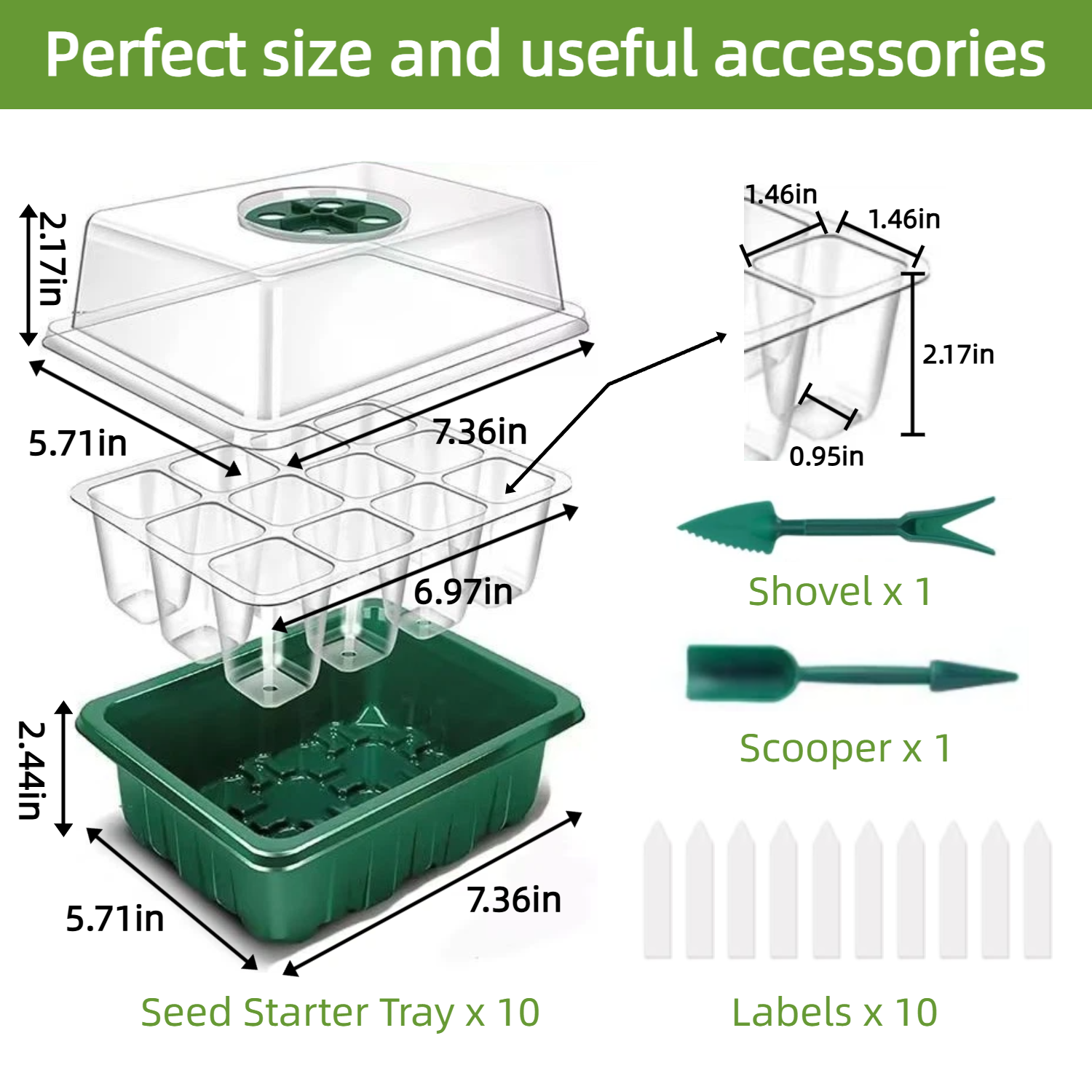 10 Packs Seed Tray  Starter Kit with Humidity Dome