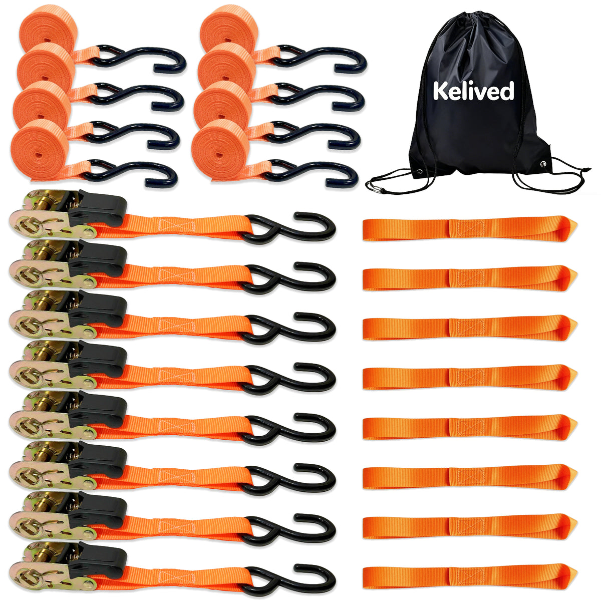 Ratchet Tie Down Straps, 1 Inch  x 16 Feet (8-Pack)