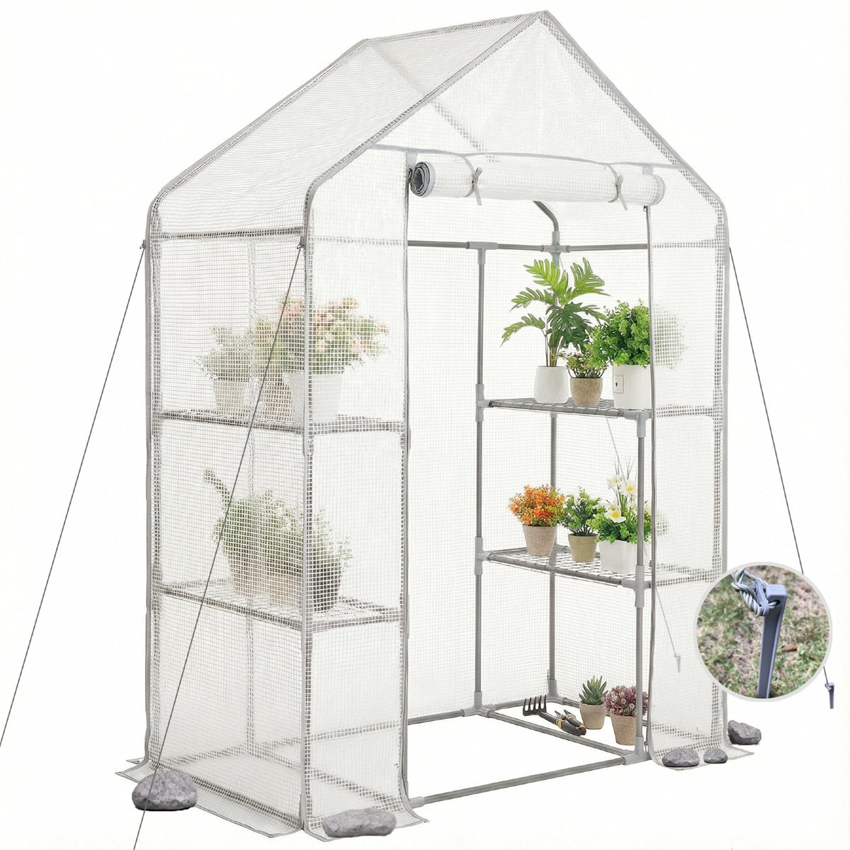 Heavy Duty Outdoor Walk-in Greenhouse with White PE Cover