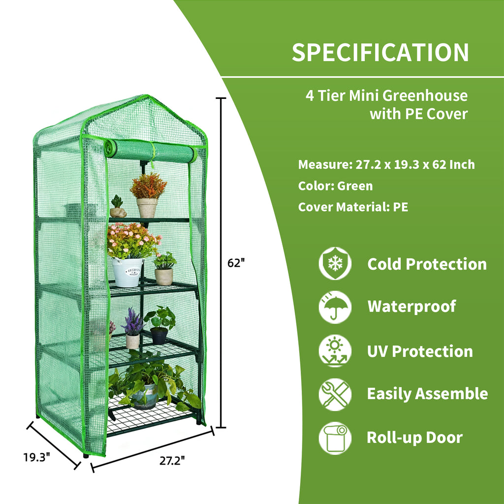 4 Tier PE Green Mini Greenhouse