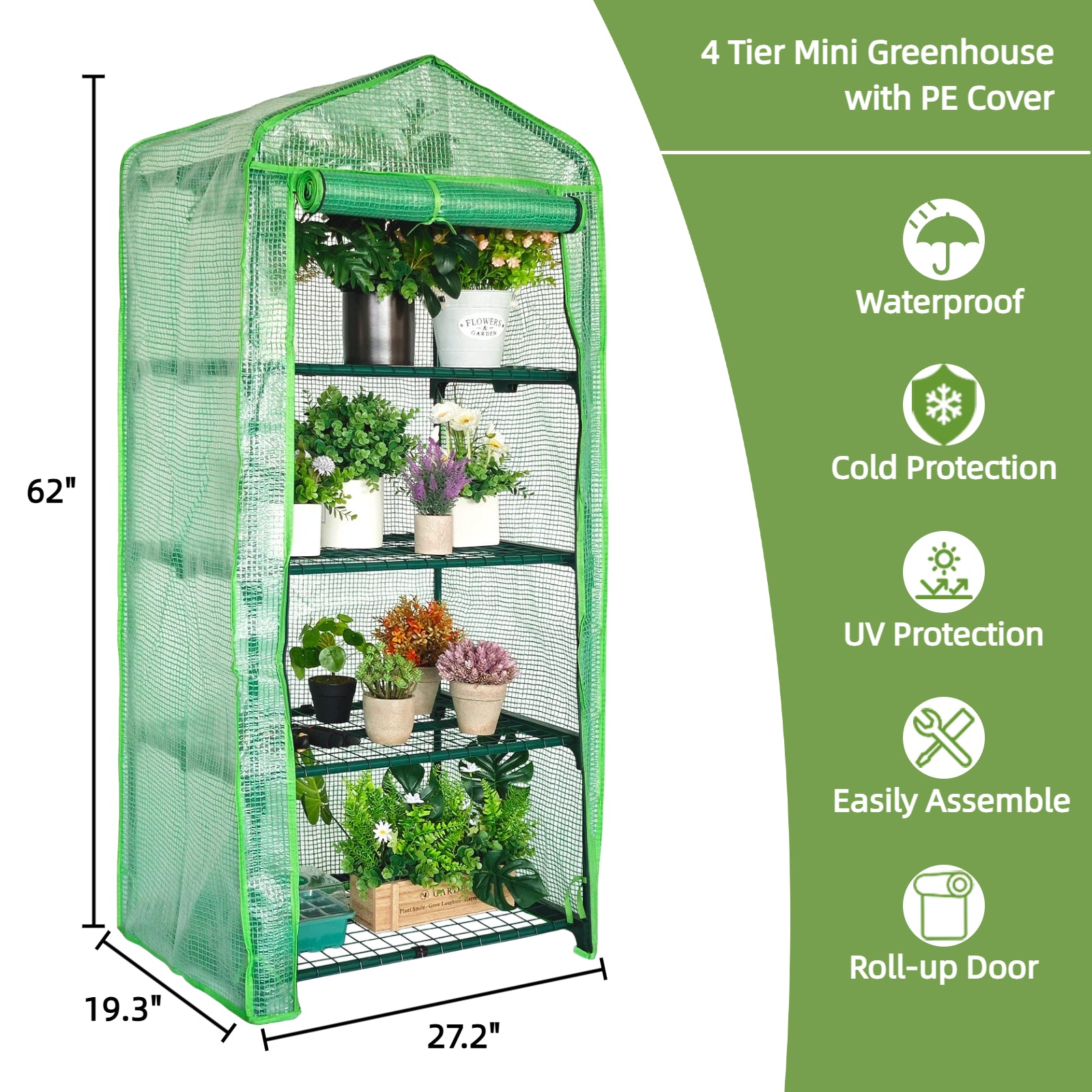 4 Tier PE Green Mini Greenhouse