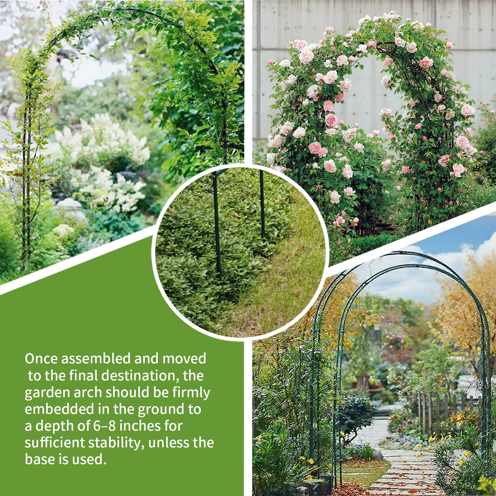 16mm Thickened Metal Garden Arch with Detachable Base