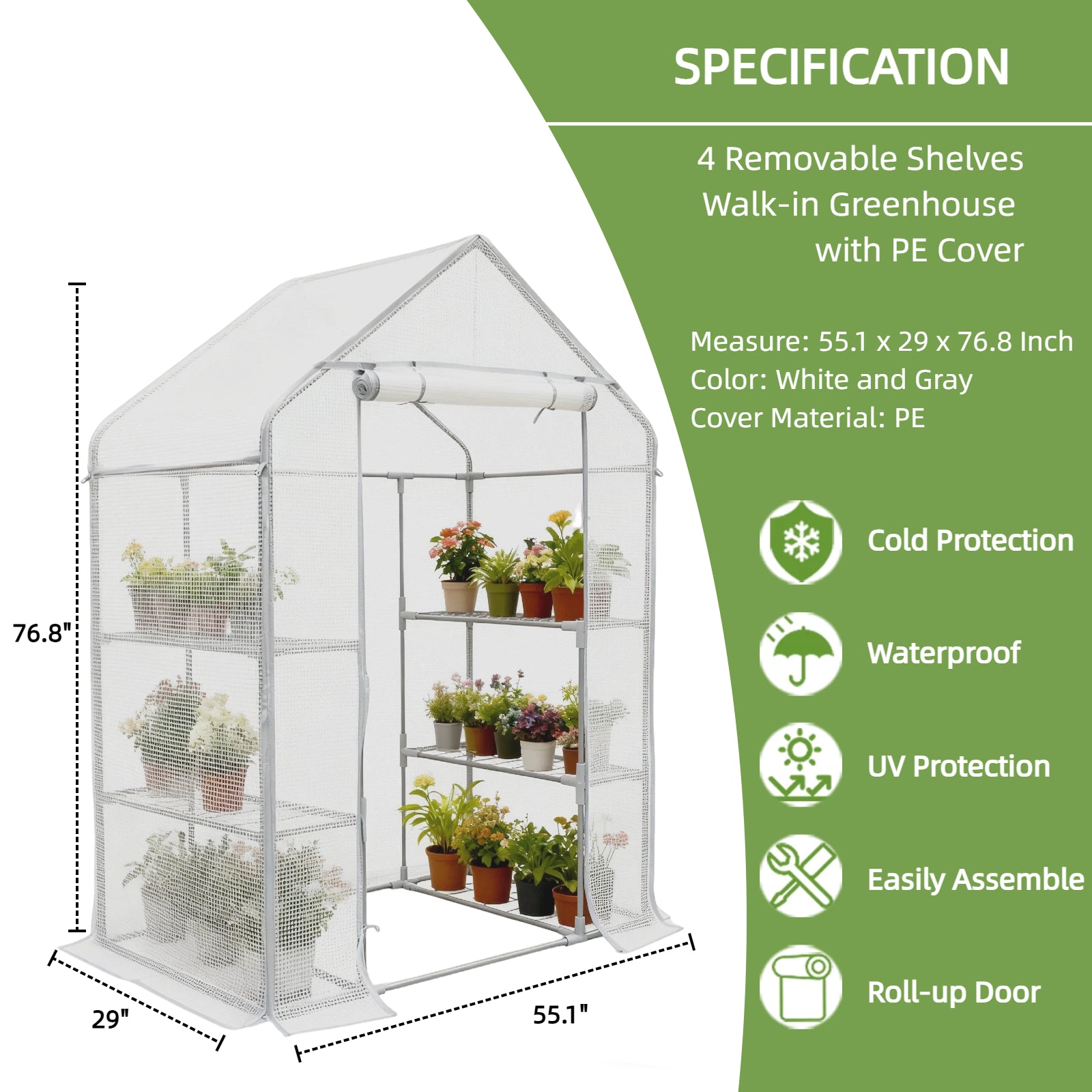 Heavy Duty Outdoor Walk-in Greenhouse