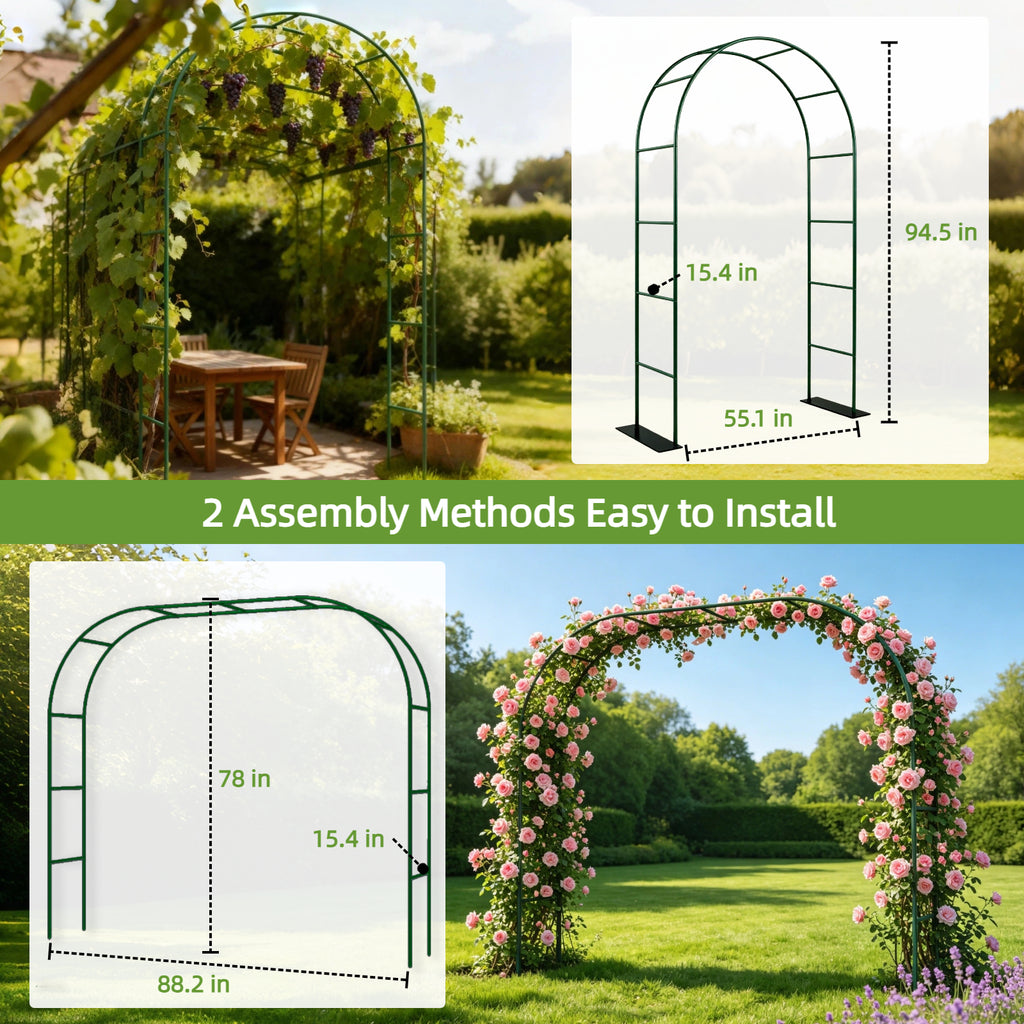 16mm Thickened Metal Garden Arch with Detachable Base