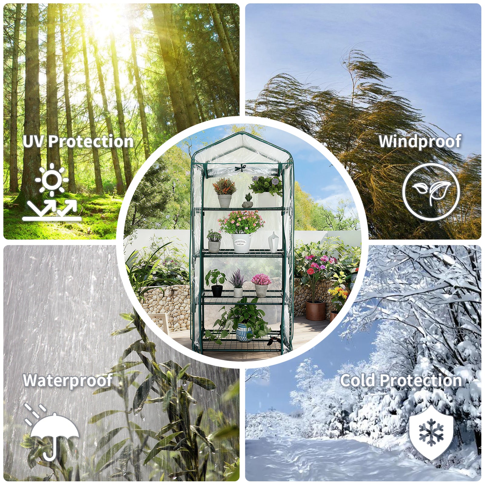 4 Tier PVC Mini Greenhouse for Indoor Outdoor