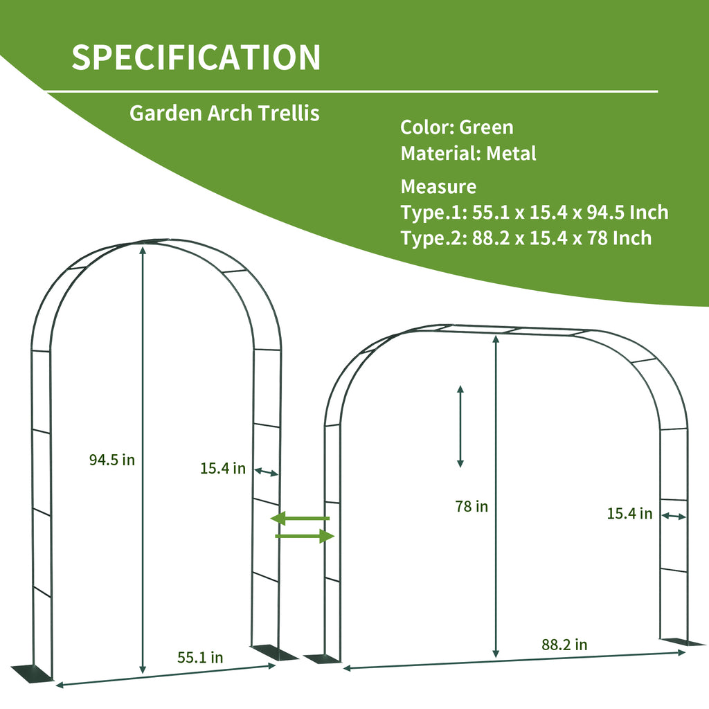 16mm Thickened Metal Garden Arch with Detachable Base