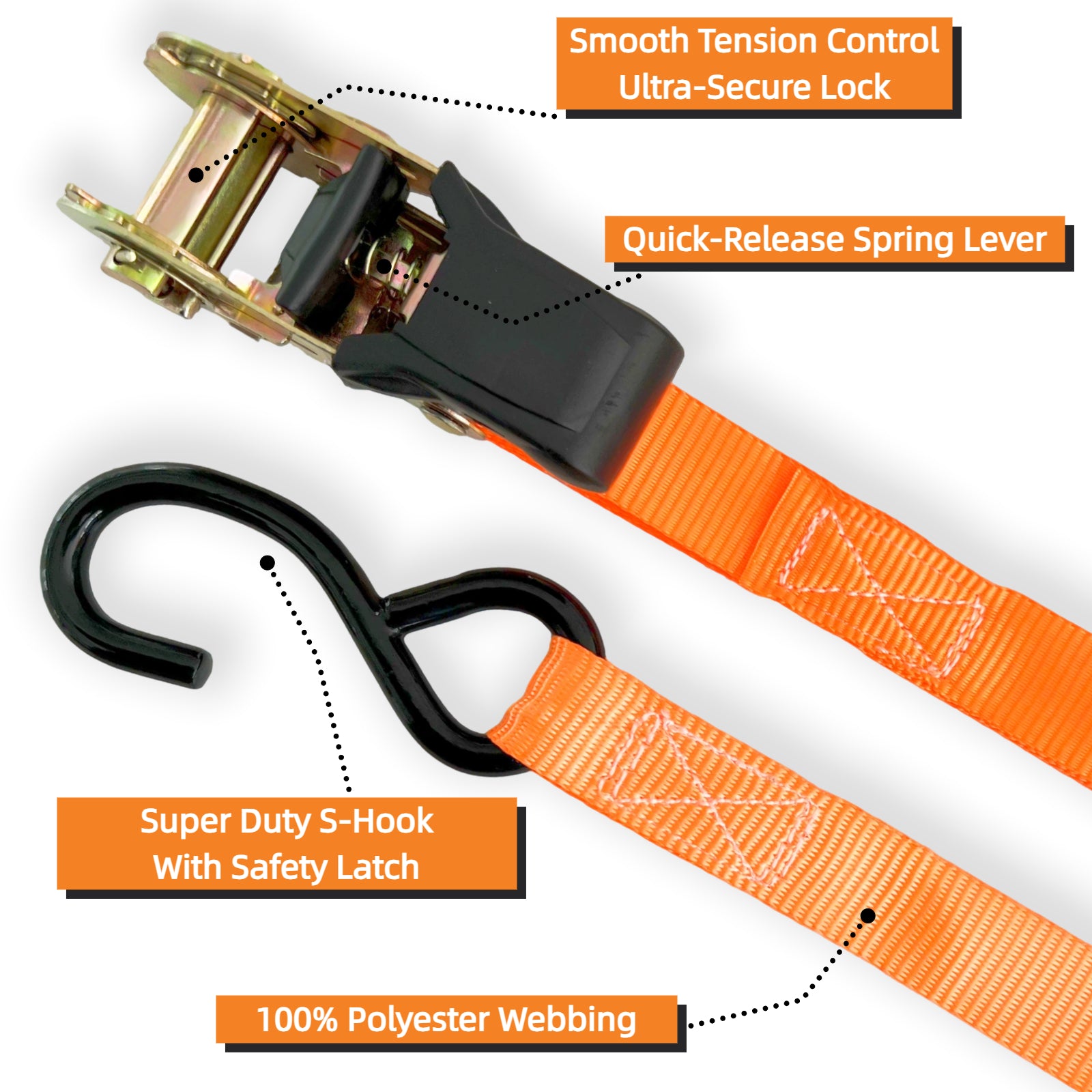 8PK Ratchet Tie Down Straps