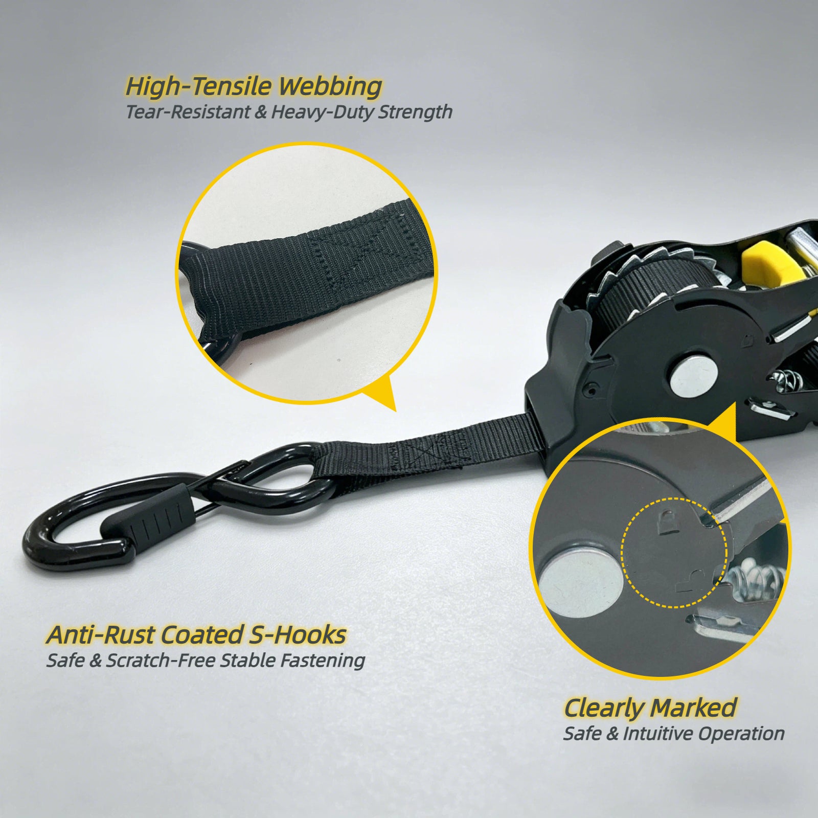 Retractable Ratchet Straps (4-Pack)
