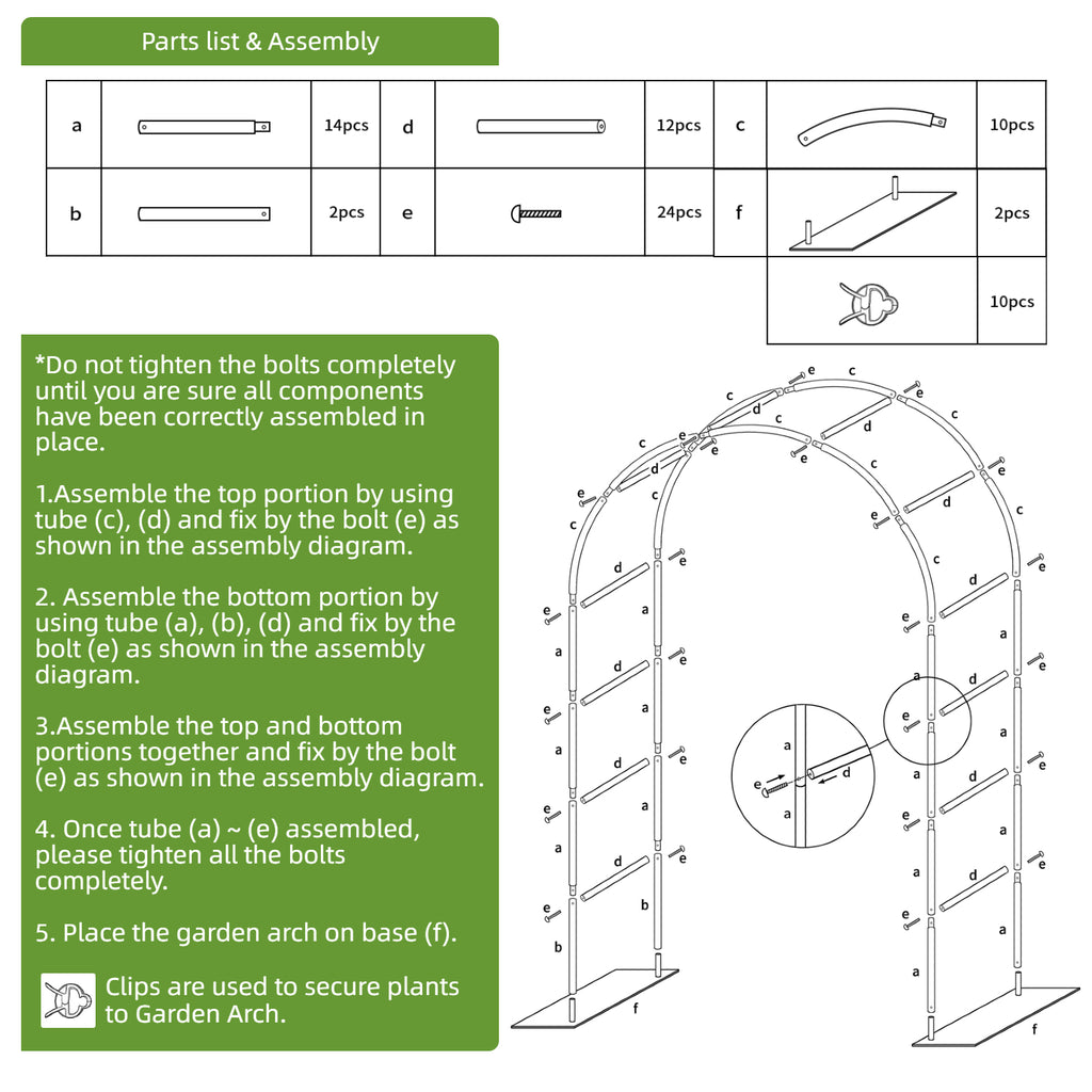 16mm Thickened Metal Garden Arch with Detachable Base