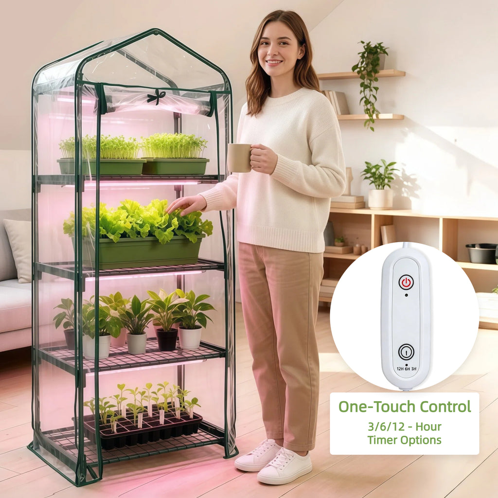4 Tier PVC Indoor Greenhouse with Grow Light