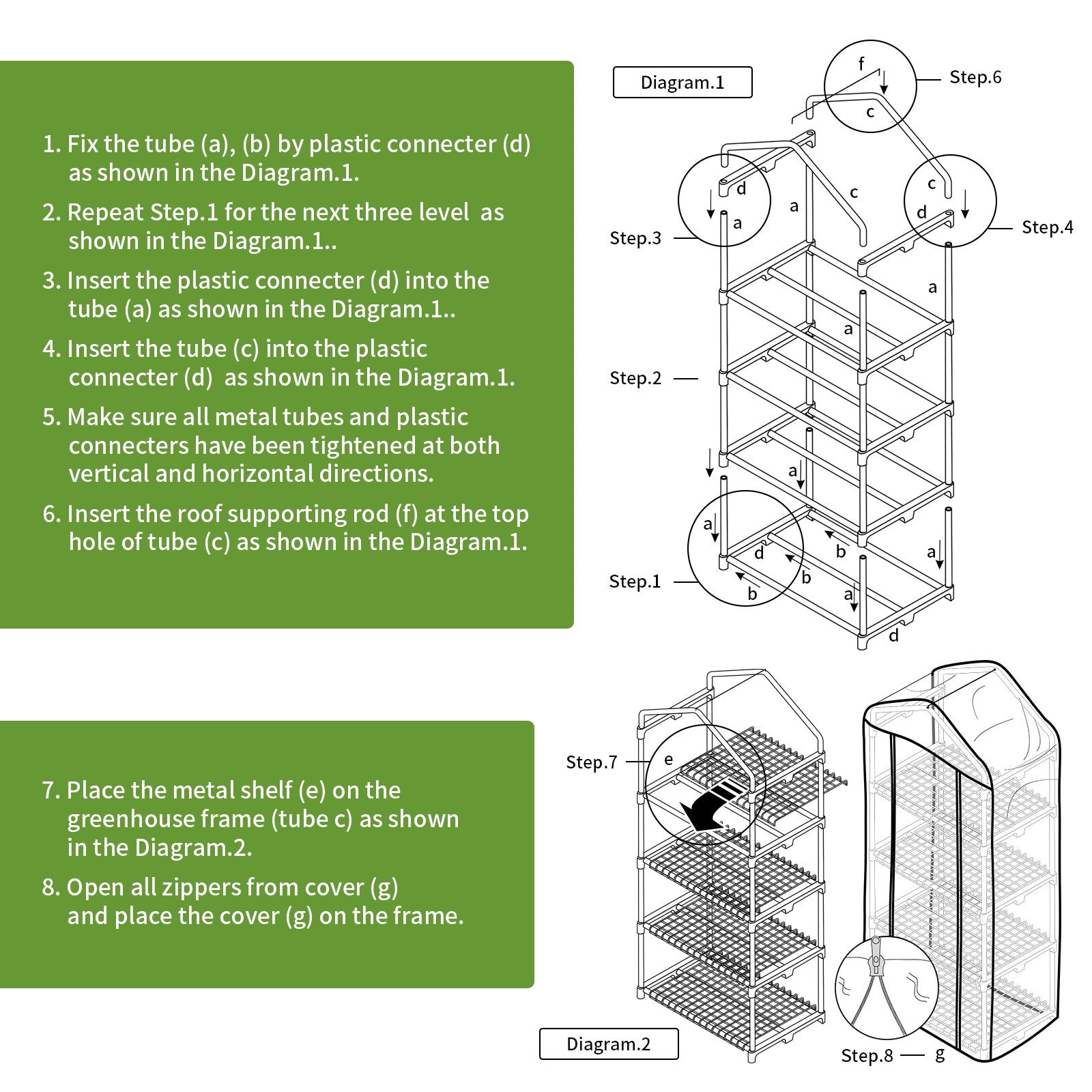 4 Tier PE Green Mini Greenhouse