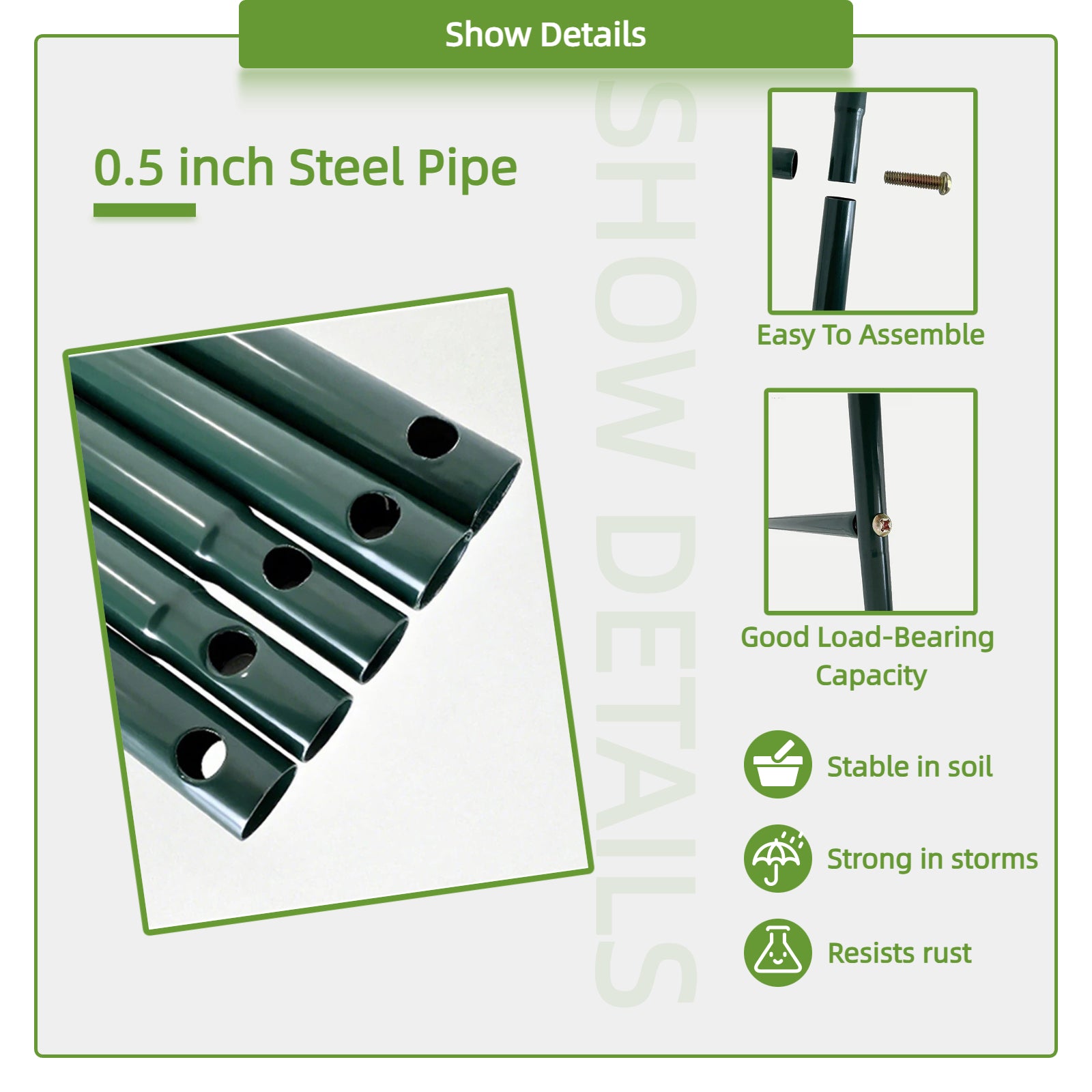 12.5mm Metal Garden Arch Trellis for Climbing Plants